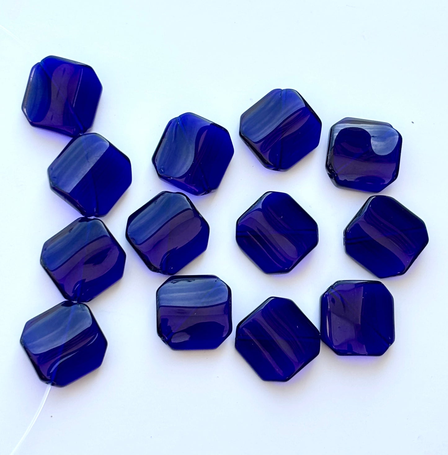 Deep Blue Glass Square Beads for Jewelry Making