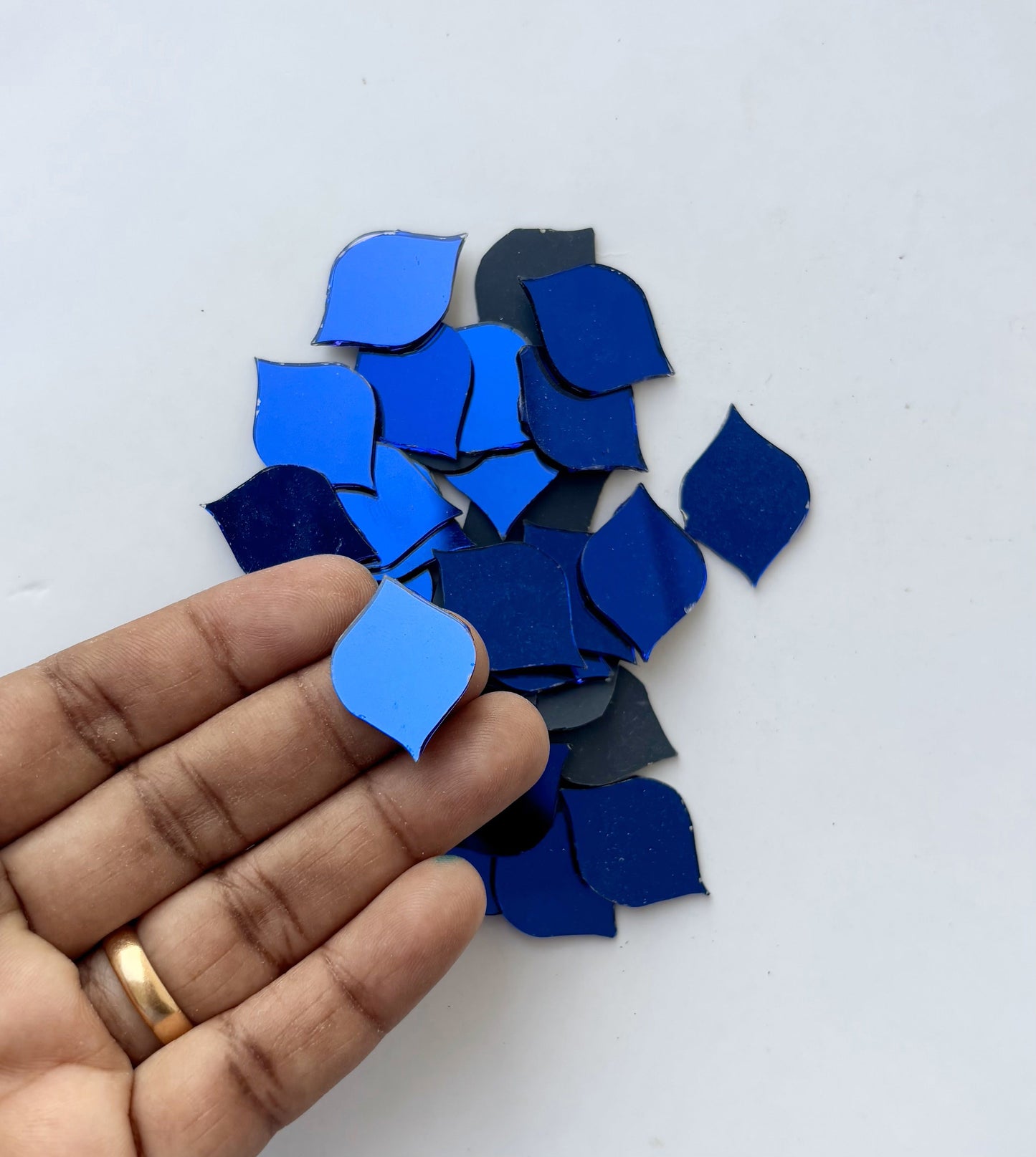 Blue Fancy Shape - S Cut Mirrors Large