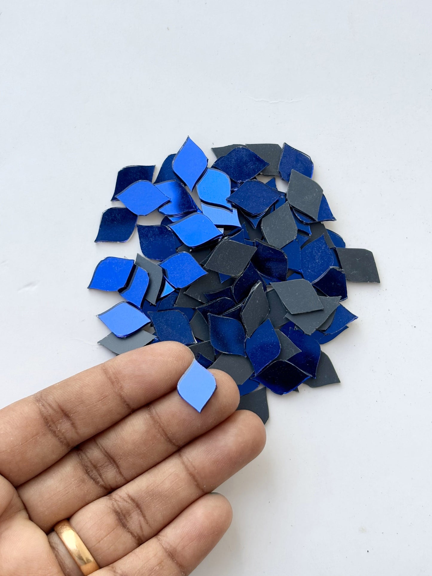 Blue Fancy Shape - S Cut Mirrors Small