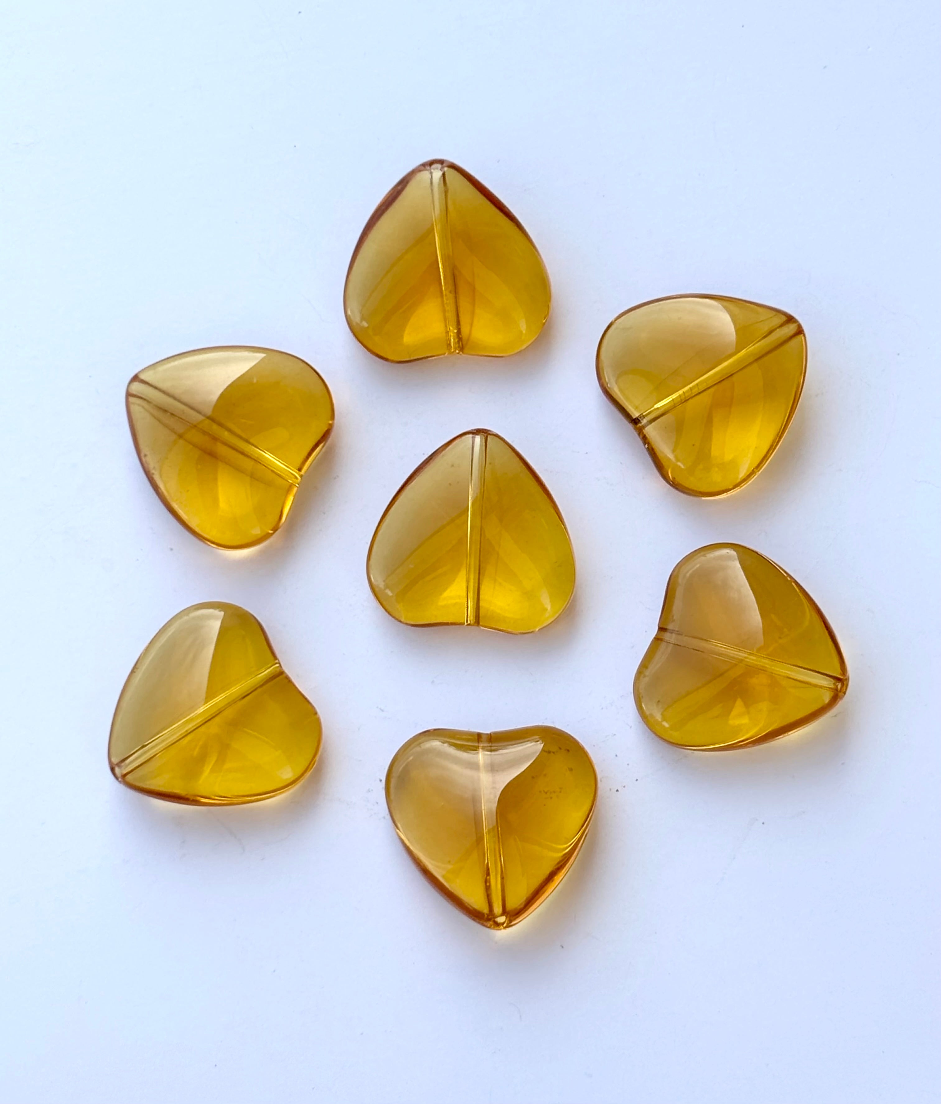 Amber Tone Brown Glass Heart Beads for Jewelry Making