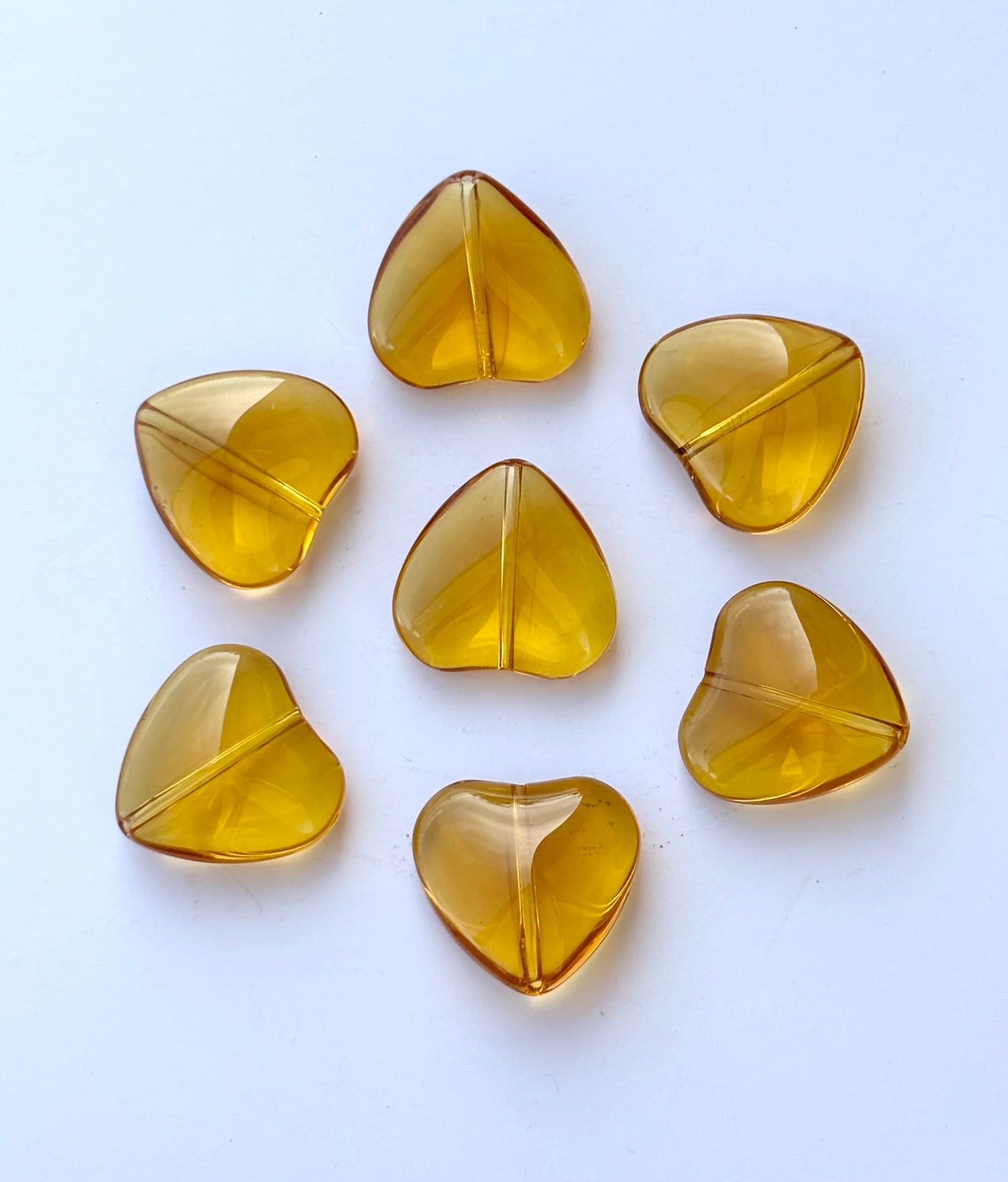 Amber Tone Brown Glass Heart Beads for Jewelry Making