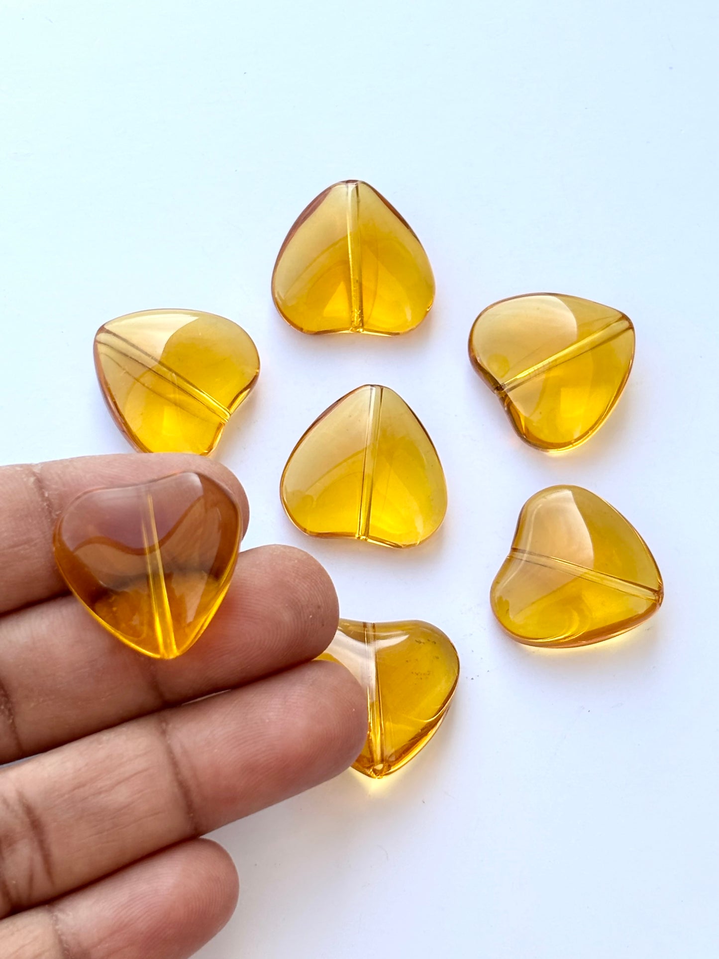 Amber Tone Brown Glass Heart Beads for Jewelry Making