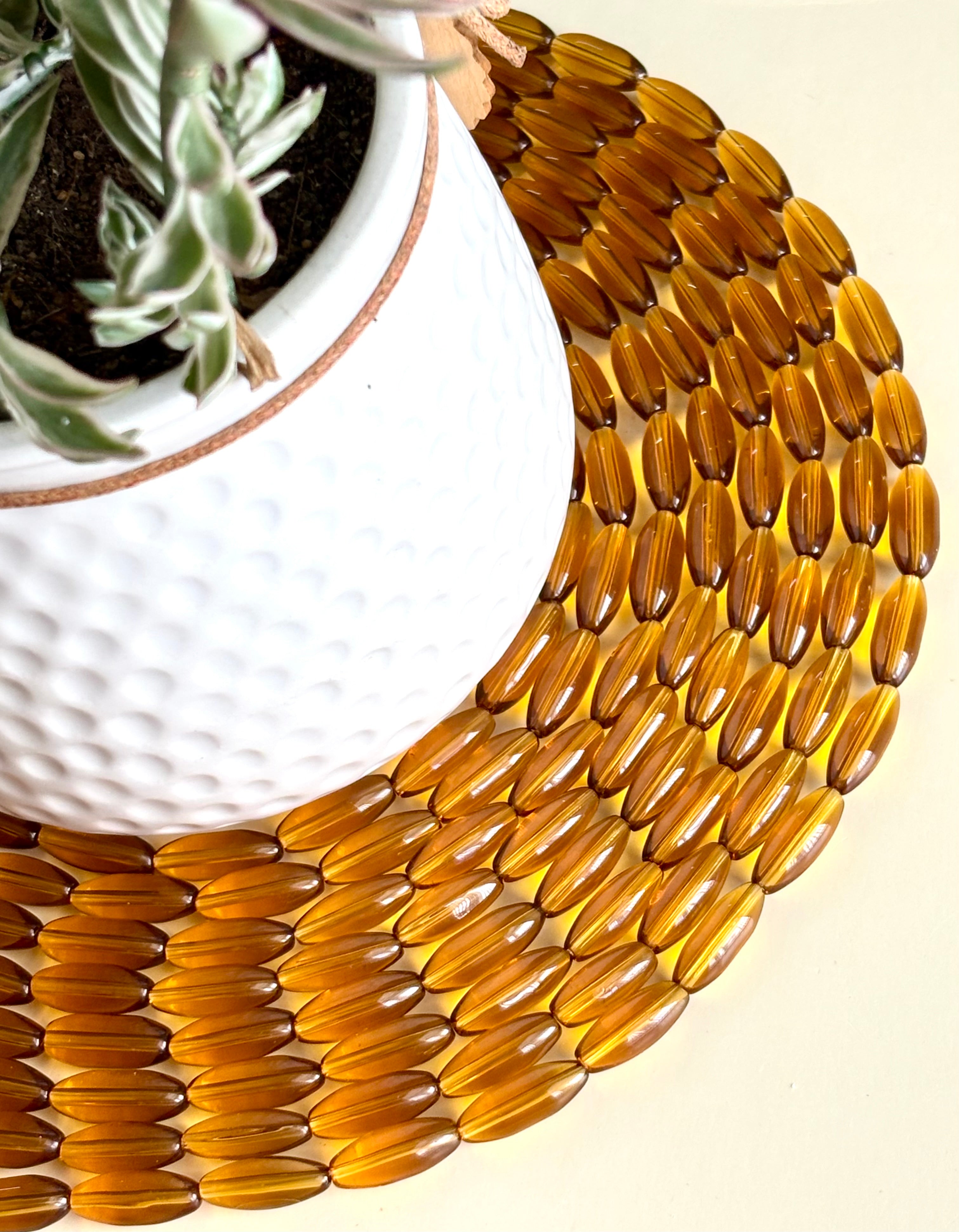 Amber Brown Mini Capsule Glass Beads