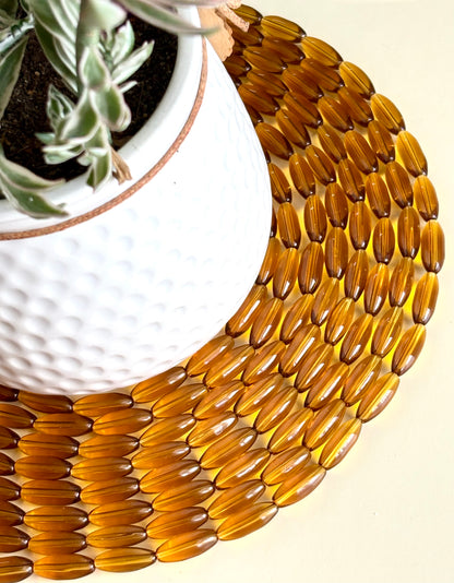 Amber Brown Mini Capsule Glass Beads