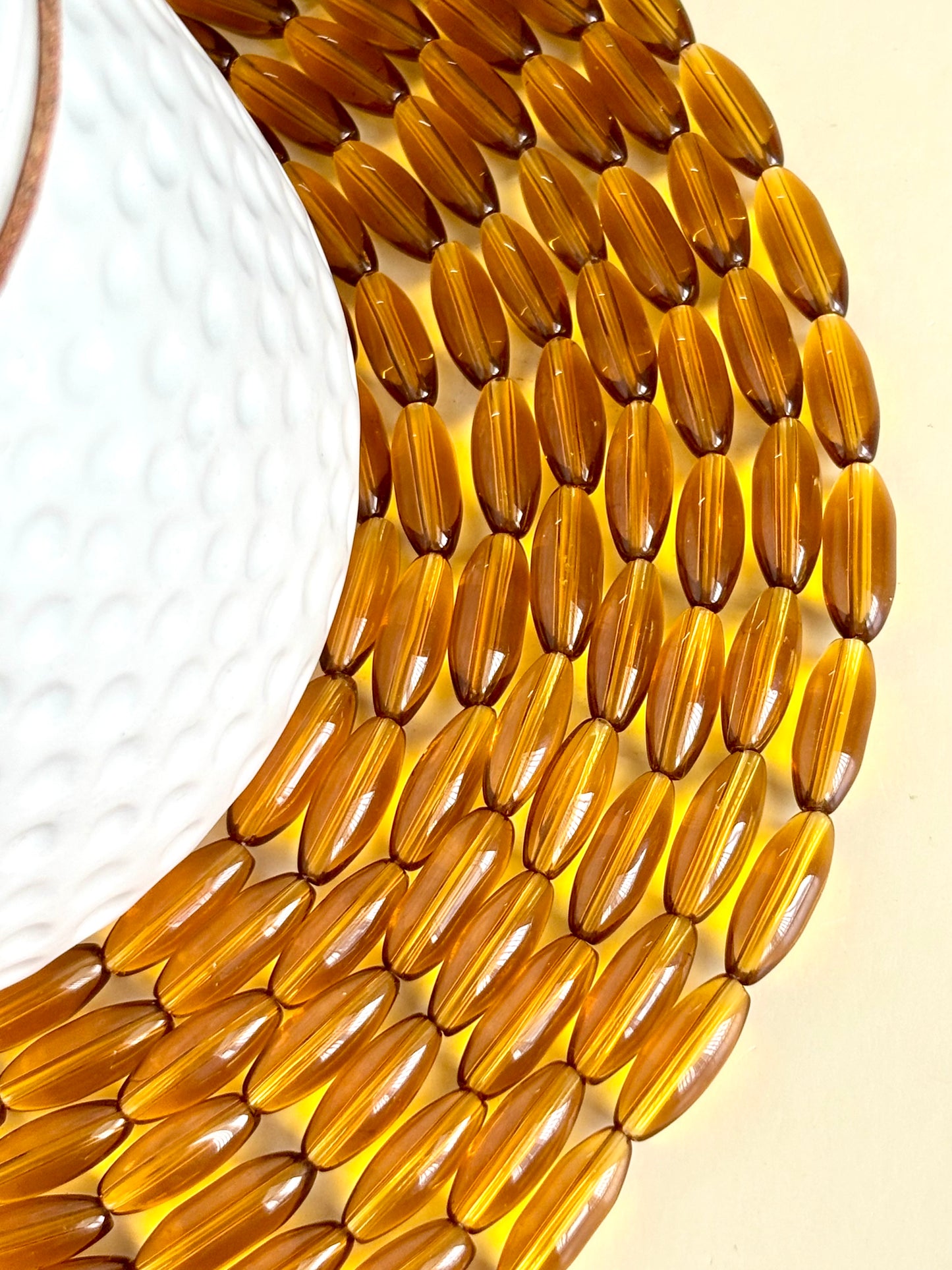 Amber Brown Mini Capsule Glass Beads