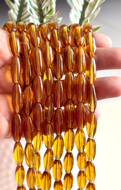 Amber Brown Mini Capsule Glass Beads