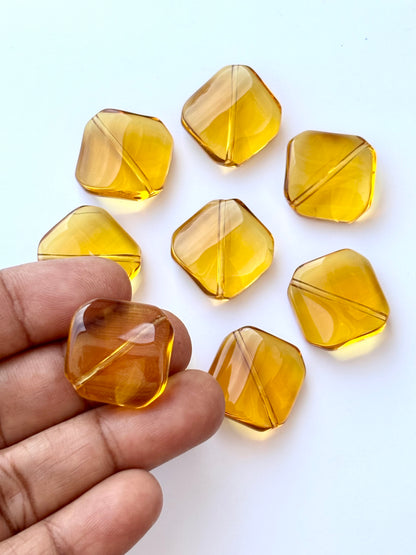 Amber Tone Warm Brown Glass Square Beads for Jewelry Making