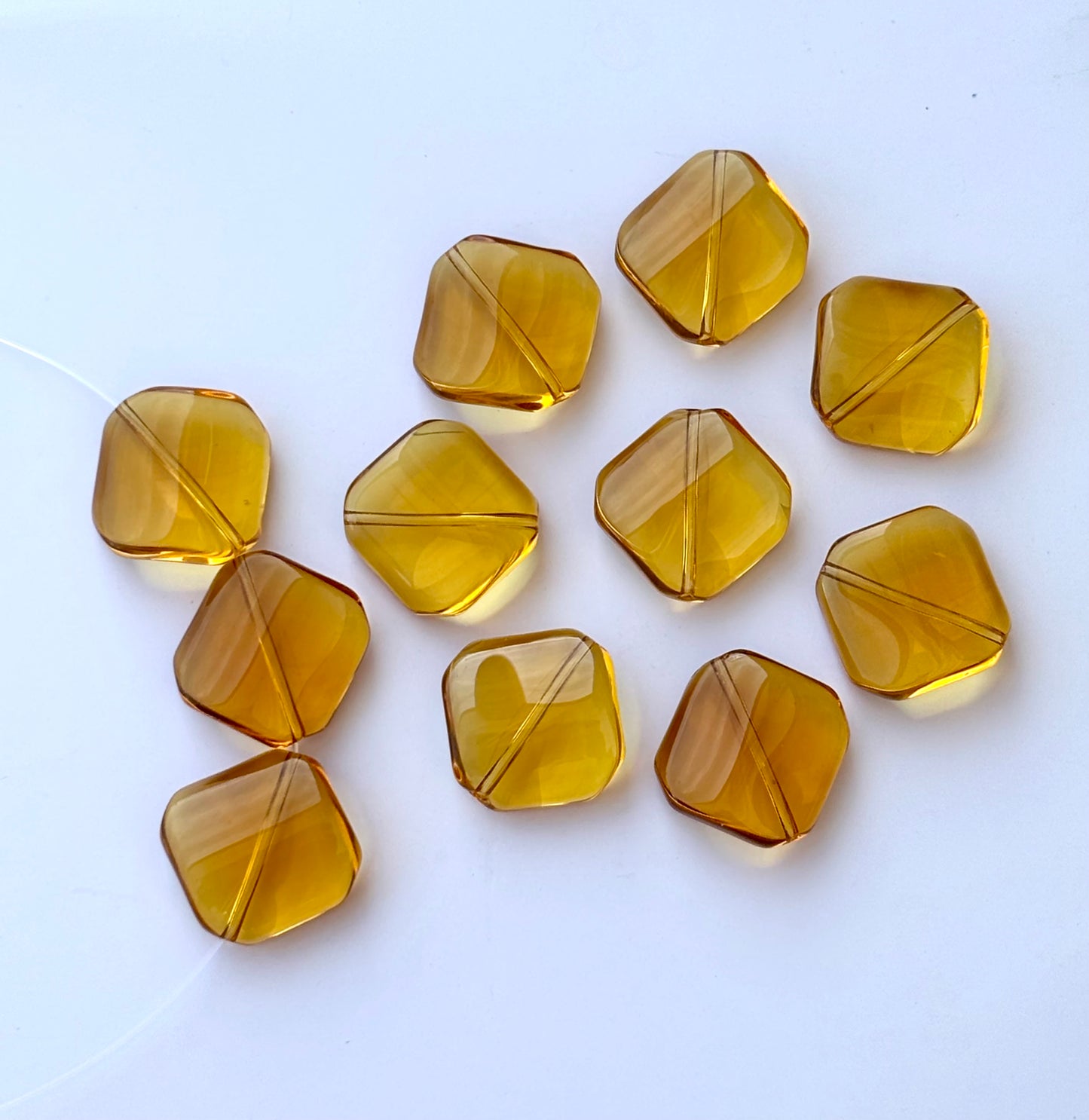 Amber Tone Warm Brown Glass Square Beads for Jewelry Making