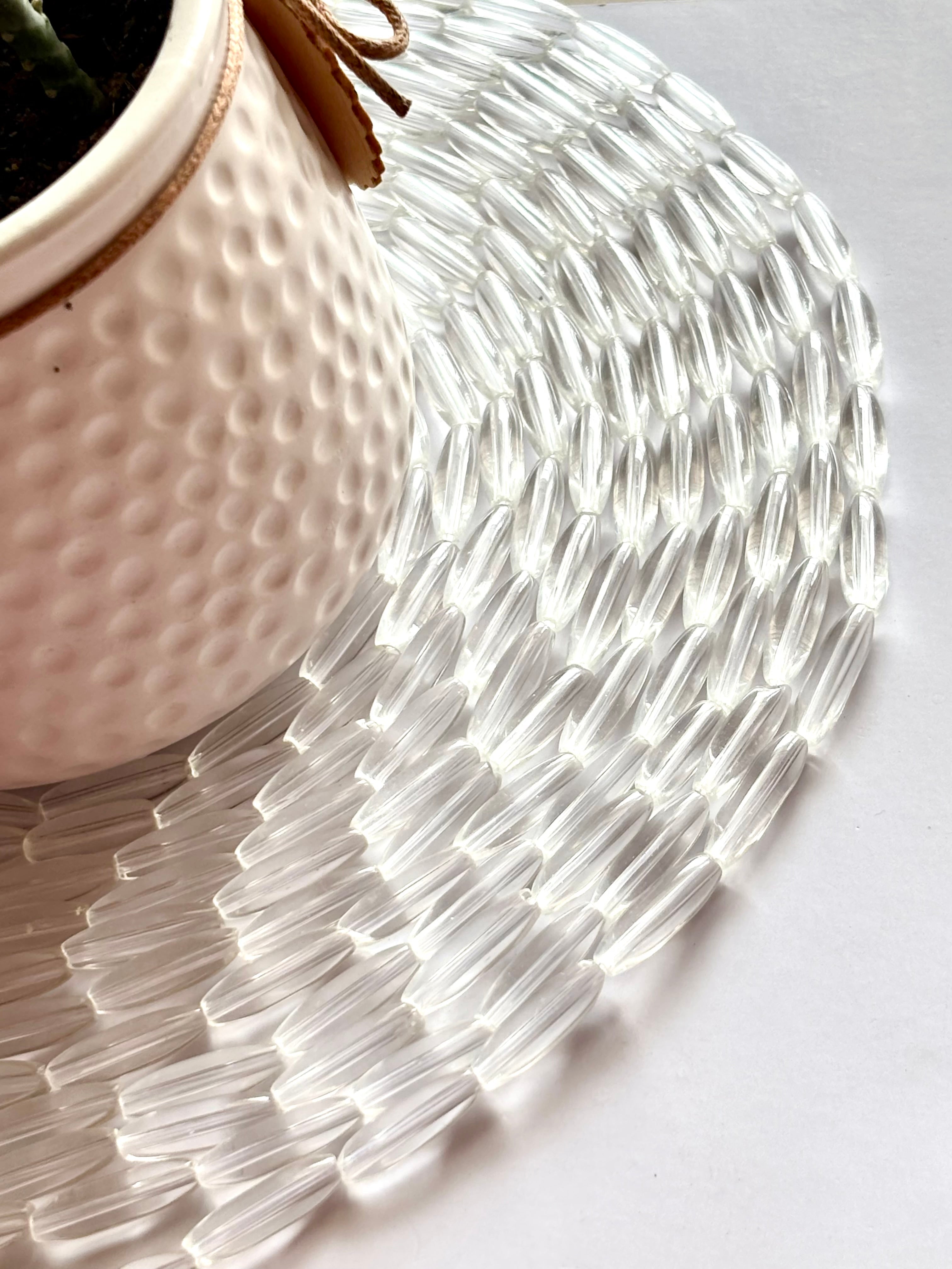 Clear Large Glass Capsule Beads for Jewelry Making