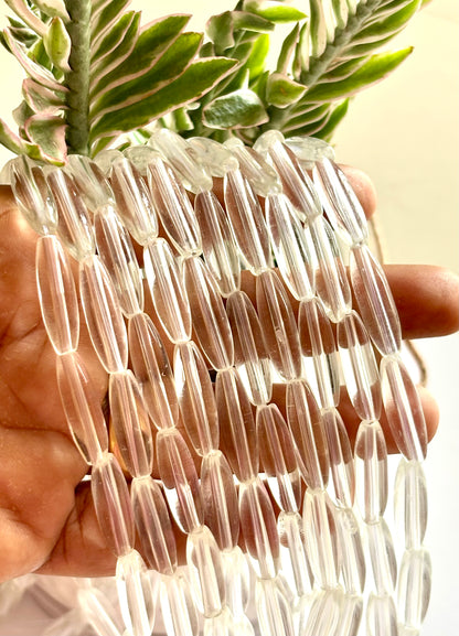 Clear Large Glass Capsule Beads for Jewelry Making