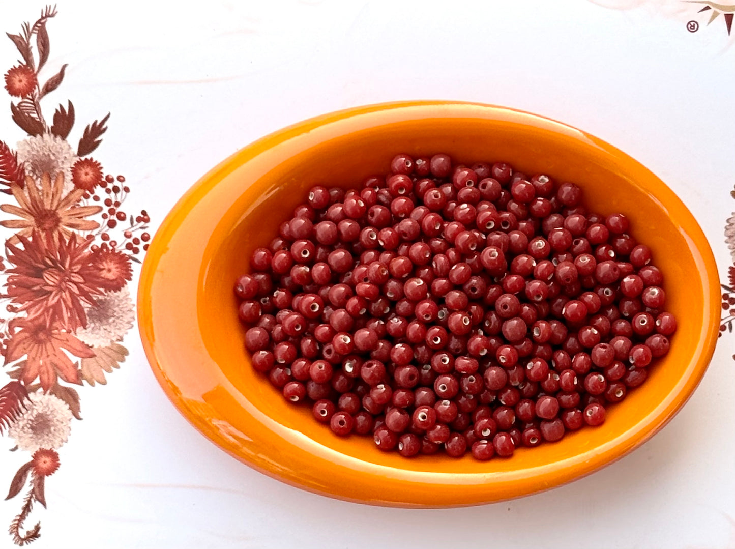 Coral Red Glass Beads 4MM in 50 Gram Pack