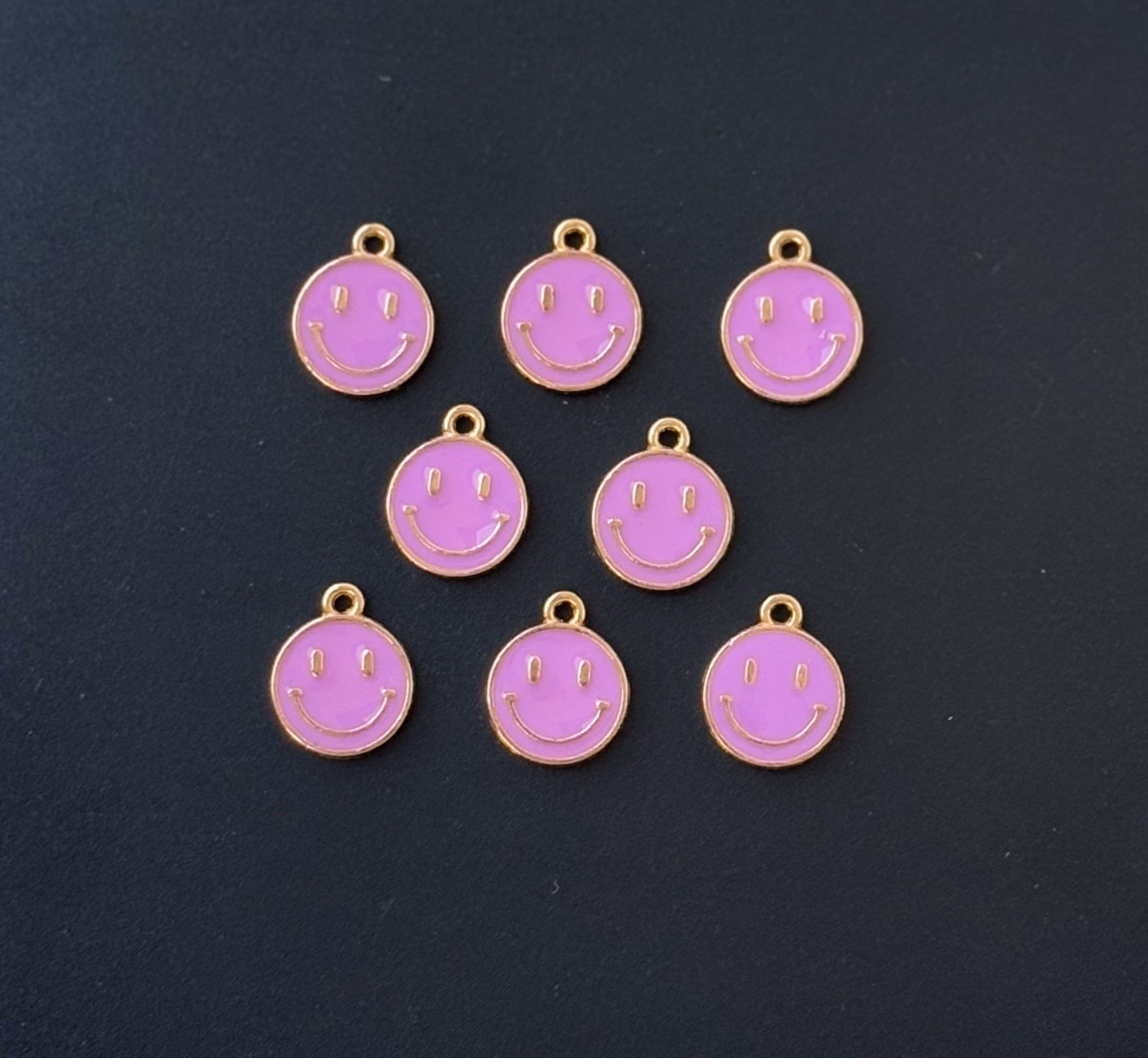 Four Pieces Enameled Charms - Lavender Smiley Charms