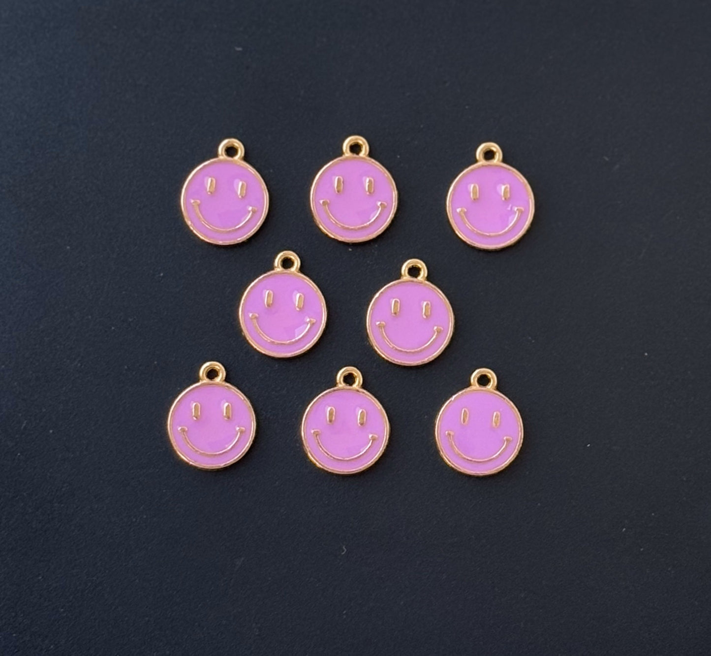 Four Pieces Enameled Charms - Lavender Smiley Charms