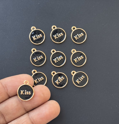 Four Pieces Enamelled Charms - Black Kiss Charms