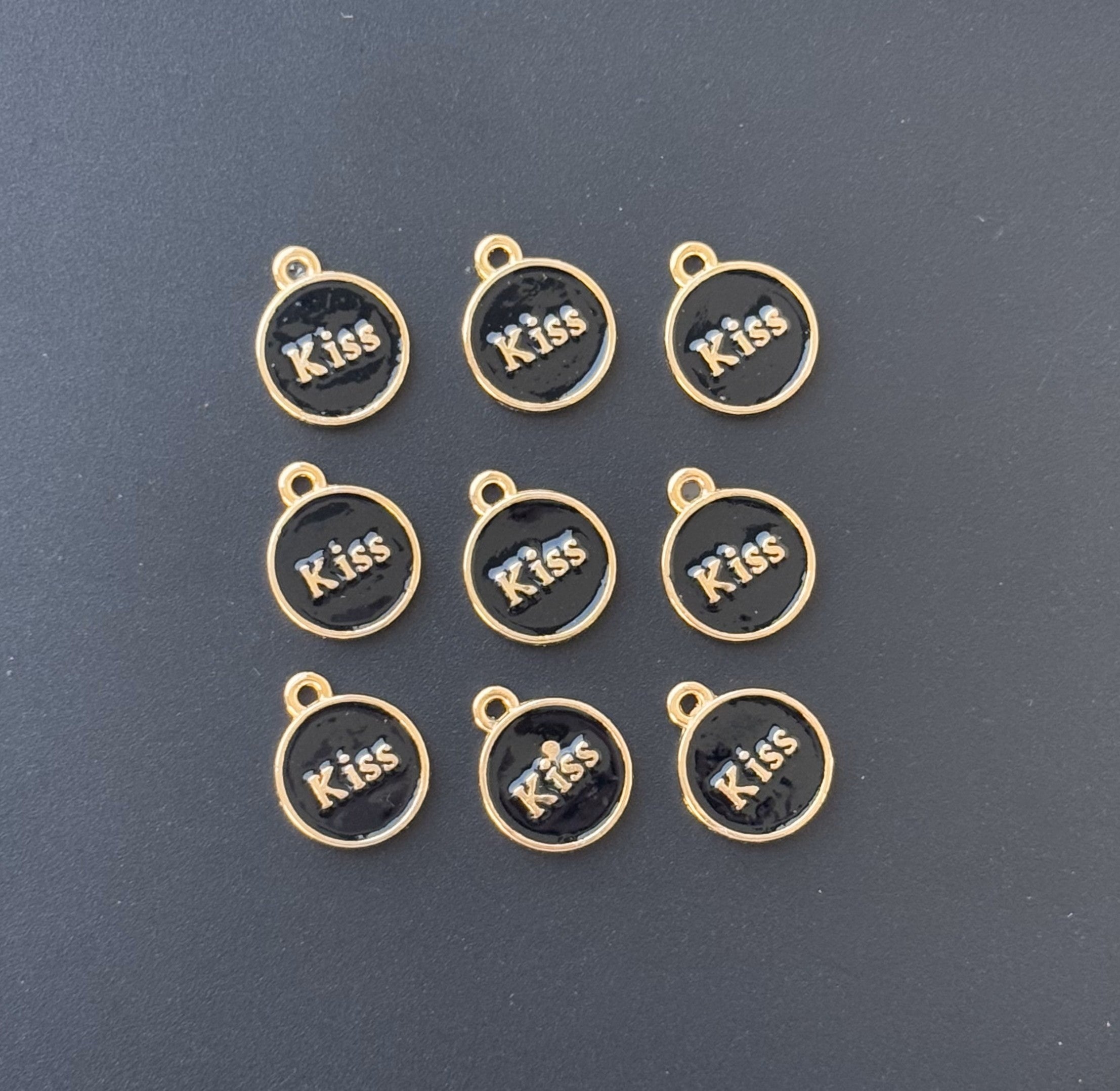 Four Pieces Enamelled Charms - Black Kiss Charms