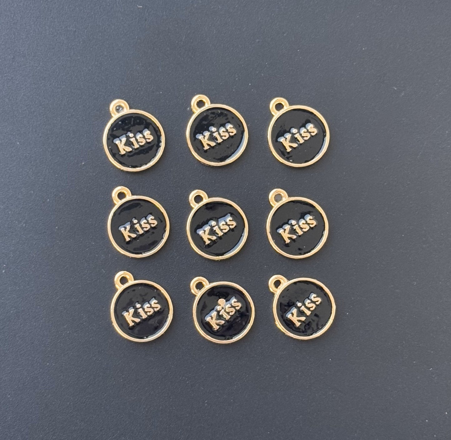 Four Pieces Enamelled Charms - Black Kiss Charms