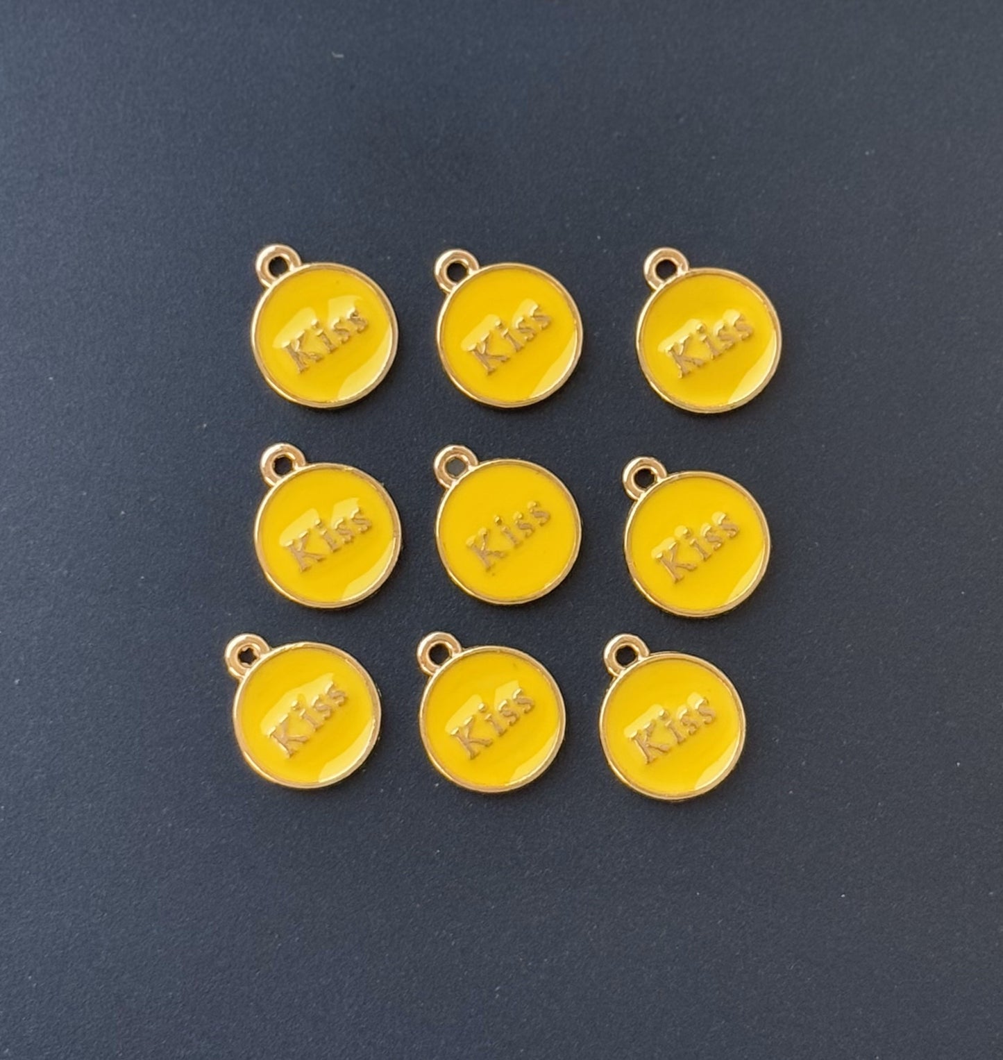 Four Pieces Enamelled Charms - Yellow Kiss Charms