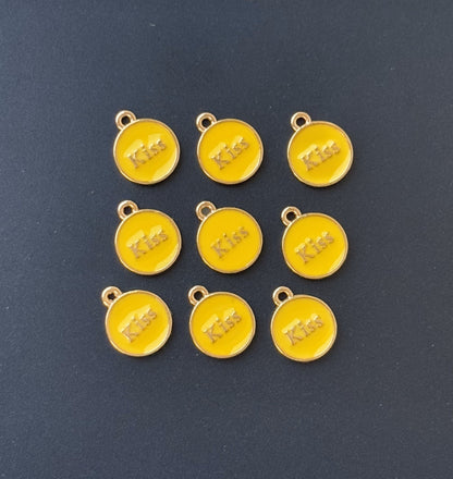 Four Pieces Enamelled Charms - Yellow Kiss Charms