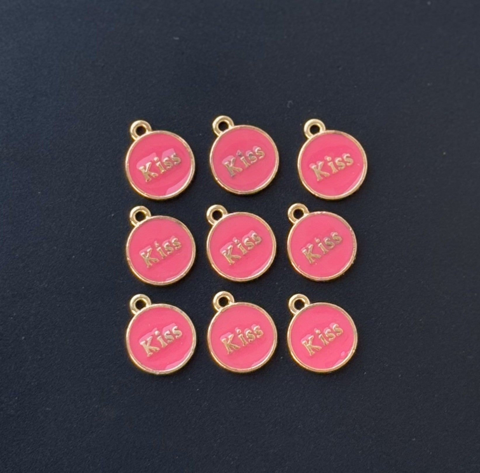 Four Pieces Enamelled Charms - Rose Kiss Charms
