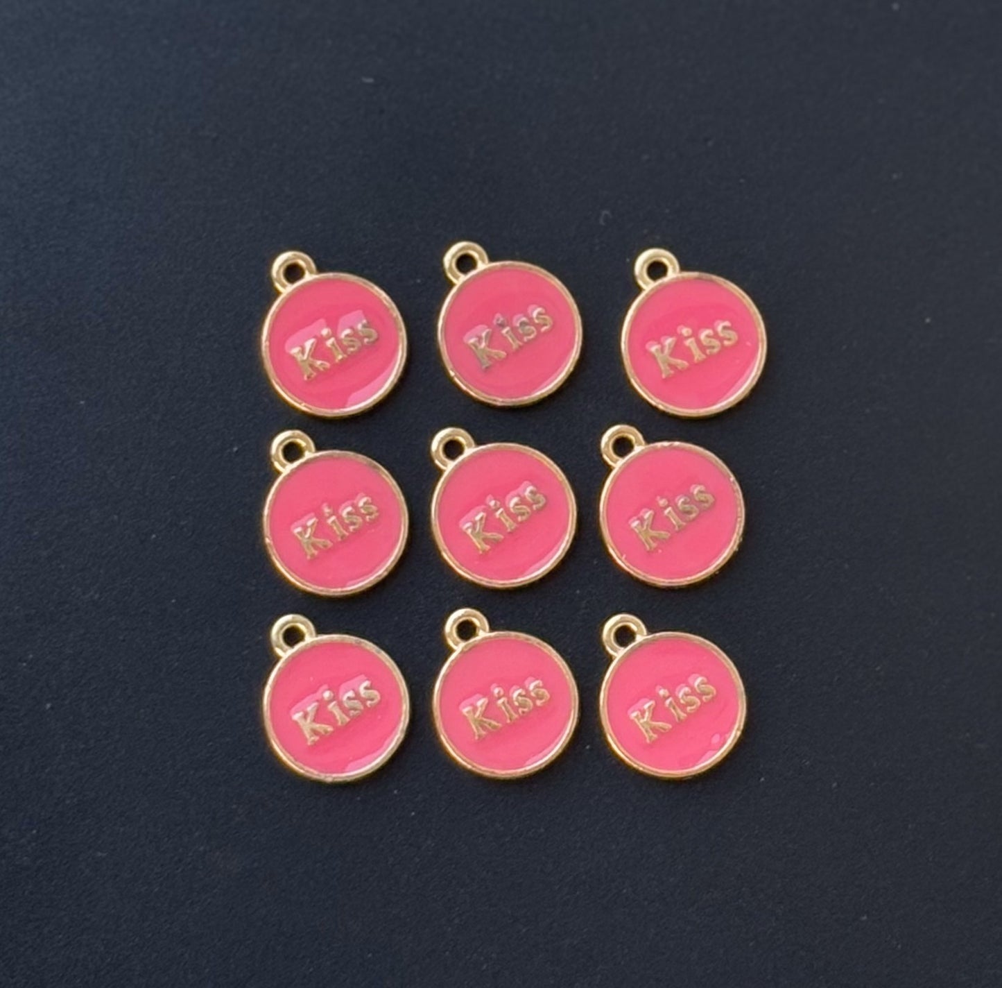 Four Pieces Enamelled Charms - Rose Kiss Charms