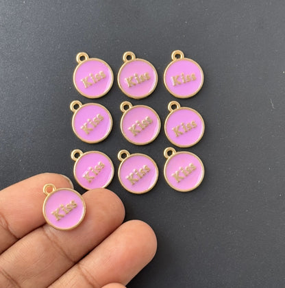 Four Pieces Enamelled Charms - Lavendar Kiss Charms