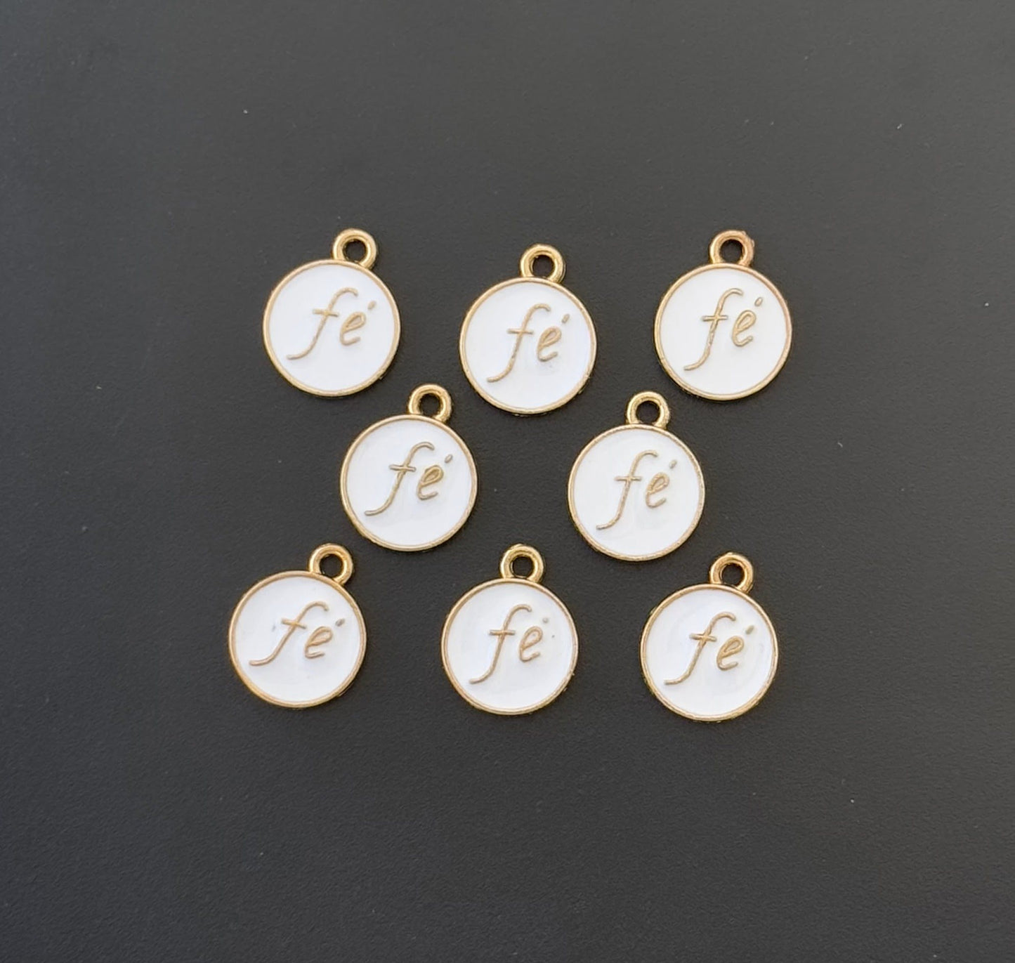 Four Pieces Enamelled Charms - Fe Meaning Faith - White Color