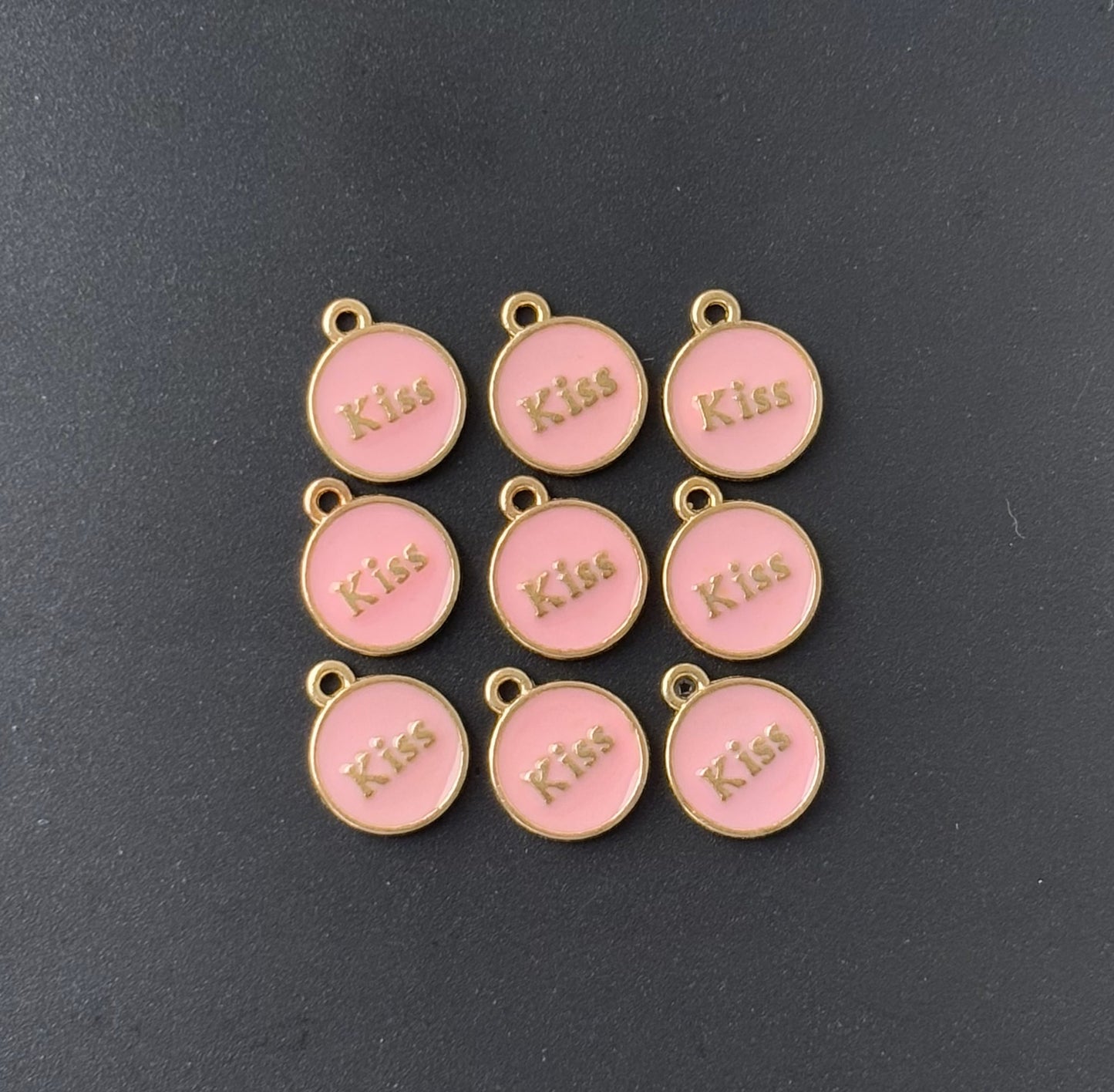 Four Pieces Enamelled Charms - Pink Kiss Charms