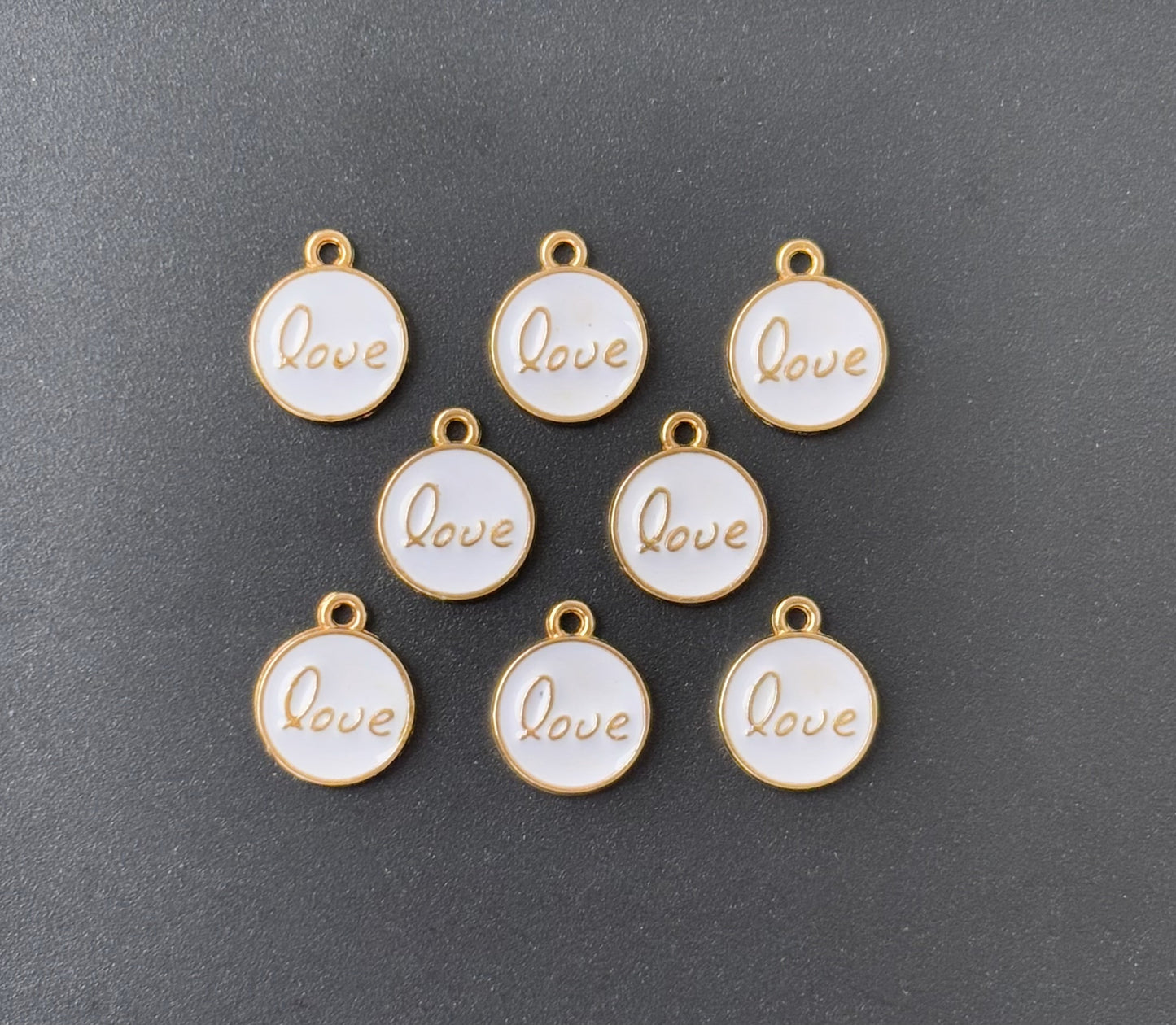 Four Pieces Enamelled Charms - White Love Charms