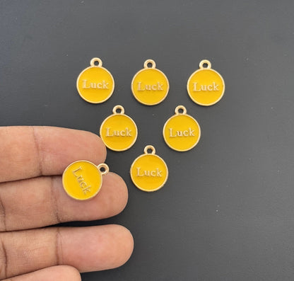 Four Pieces Enamelled Charms - Yellow Luck Charms