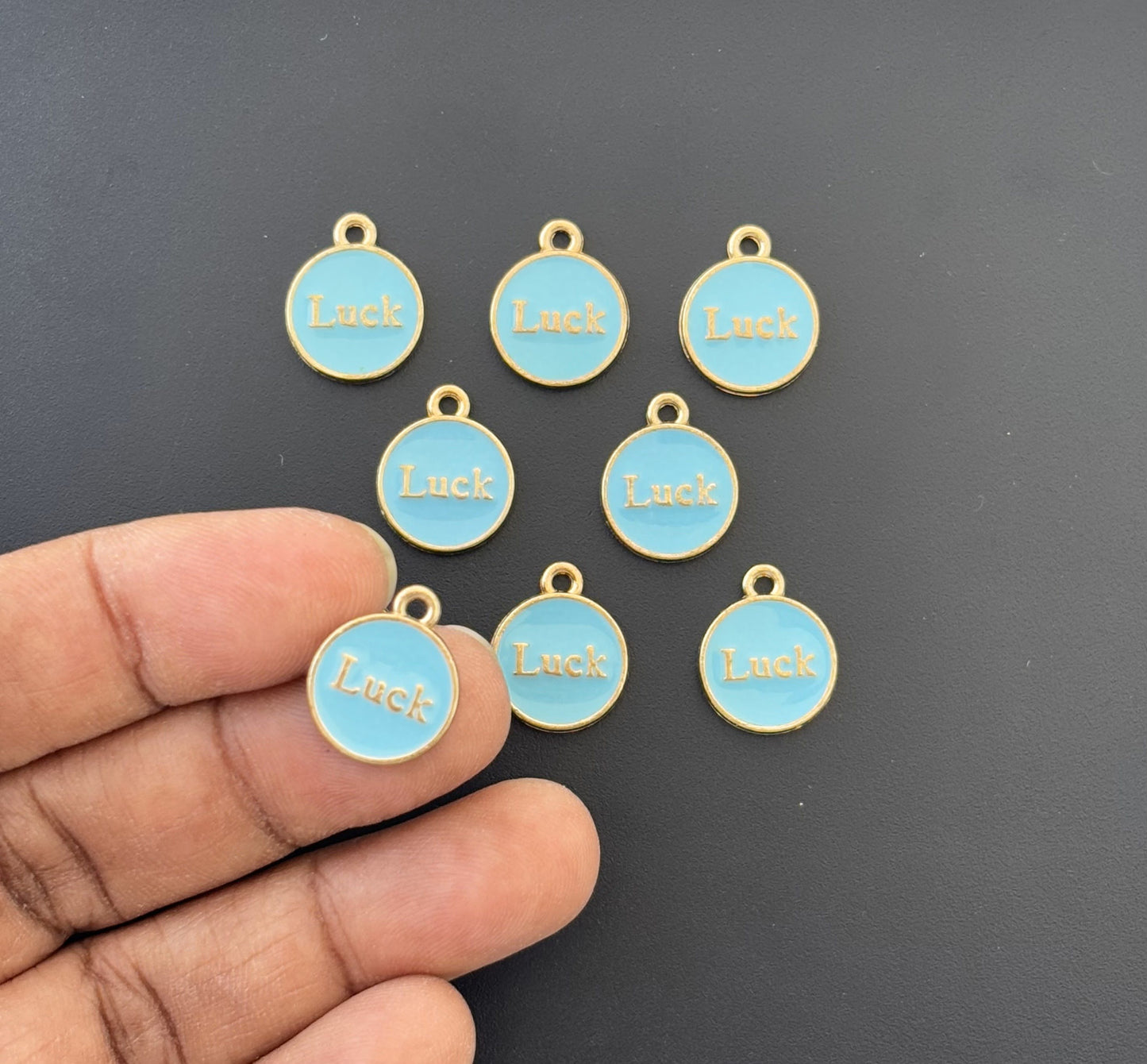 Four Pieces Enamelled Charms - Sky Blue Luck Charms