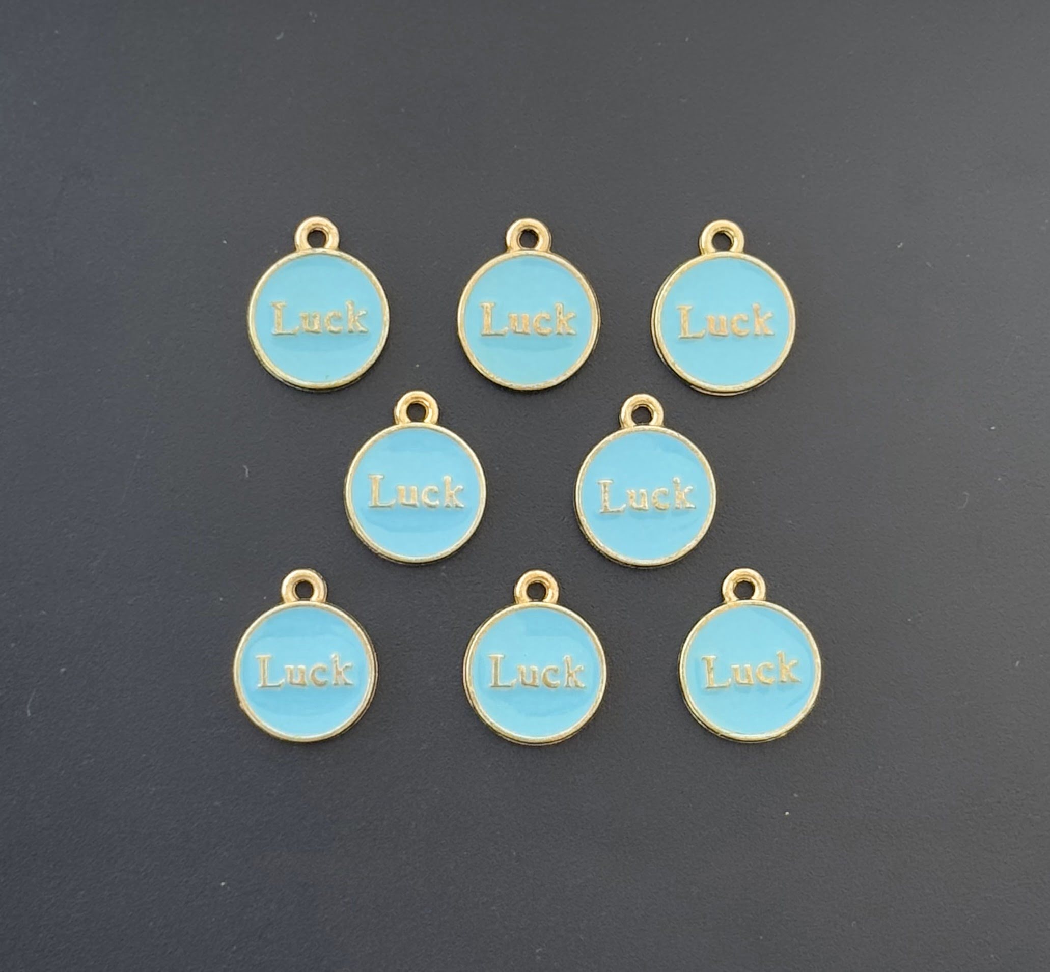 Four Pieces Enamelled Charms - Sky Blue Luck Charms