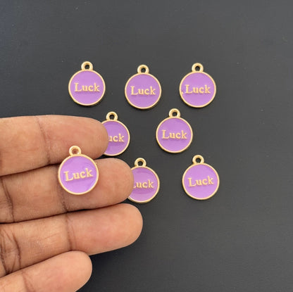 Four Pieces Enamelled Charms - Lavendar Luck Charms