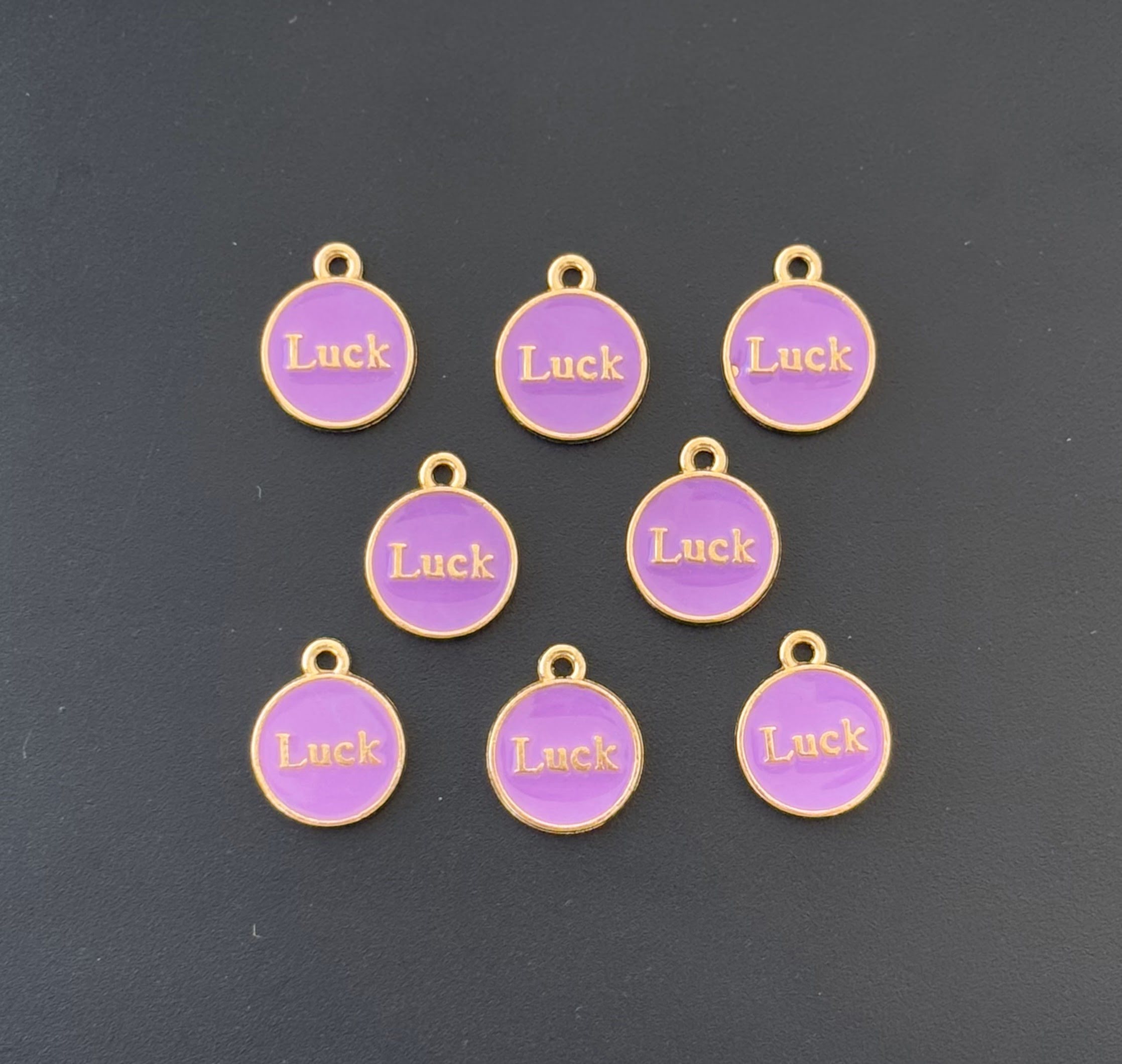 Four Pieces Enamelled Charms - Lavendar Luck Charms