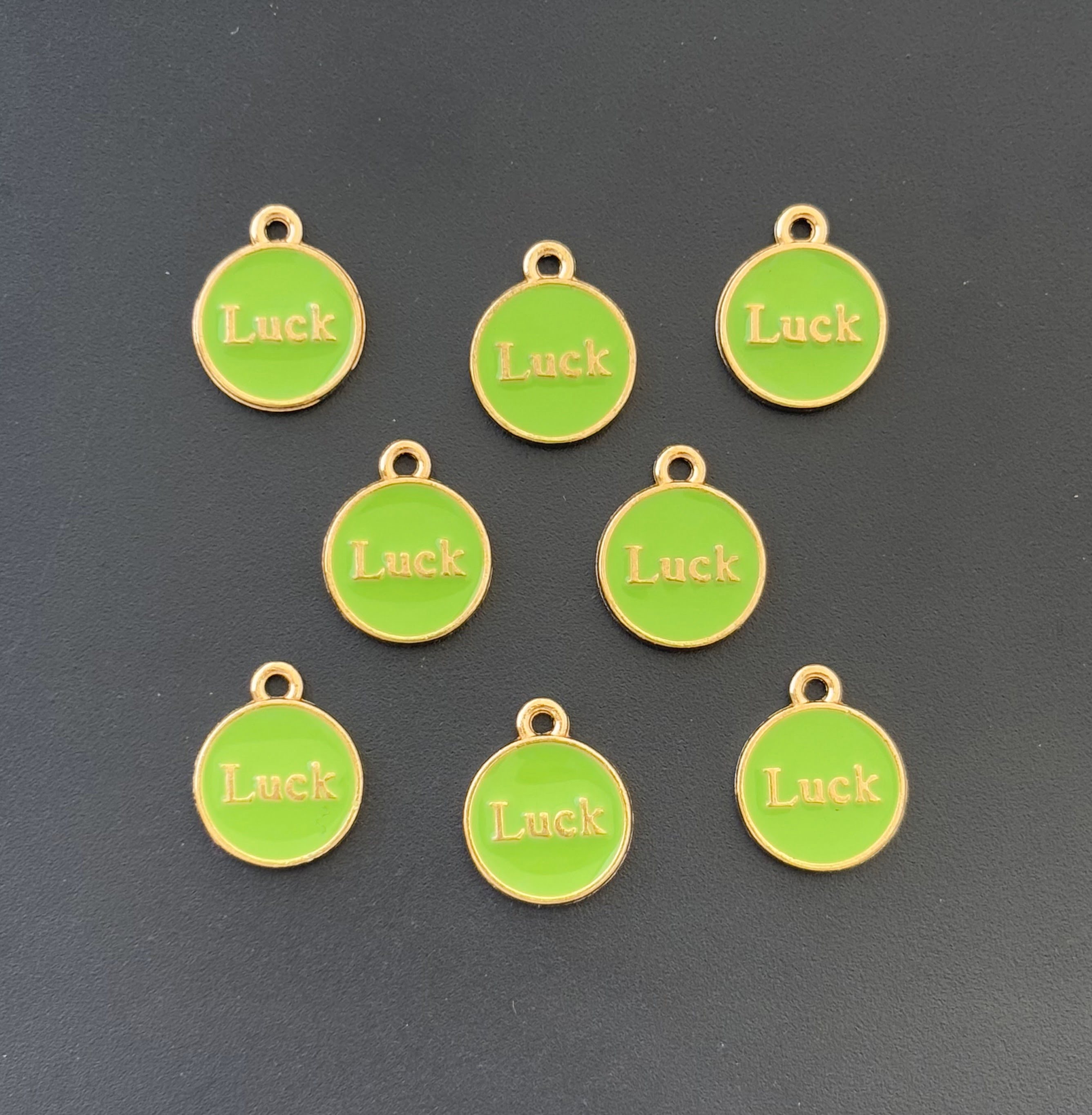 Four Pieces Enamelled Charms - Green Luck Charms
