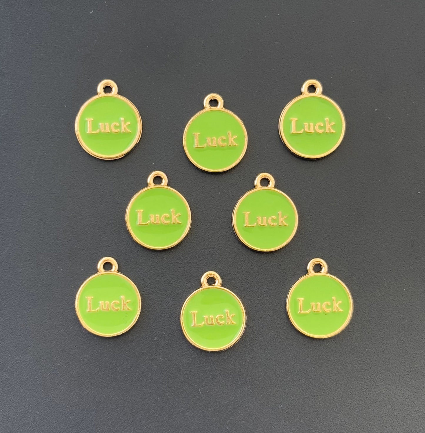 Four Pieces Enamelled Charms - Light Green Luck Charms