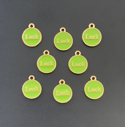 Four Pieces Enamelled Charms - Light Green Luck Charms