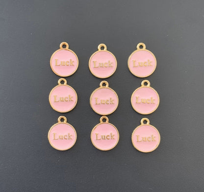 Four Pieces Enamelled Charms - Pink Luck Charms
