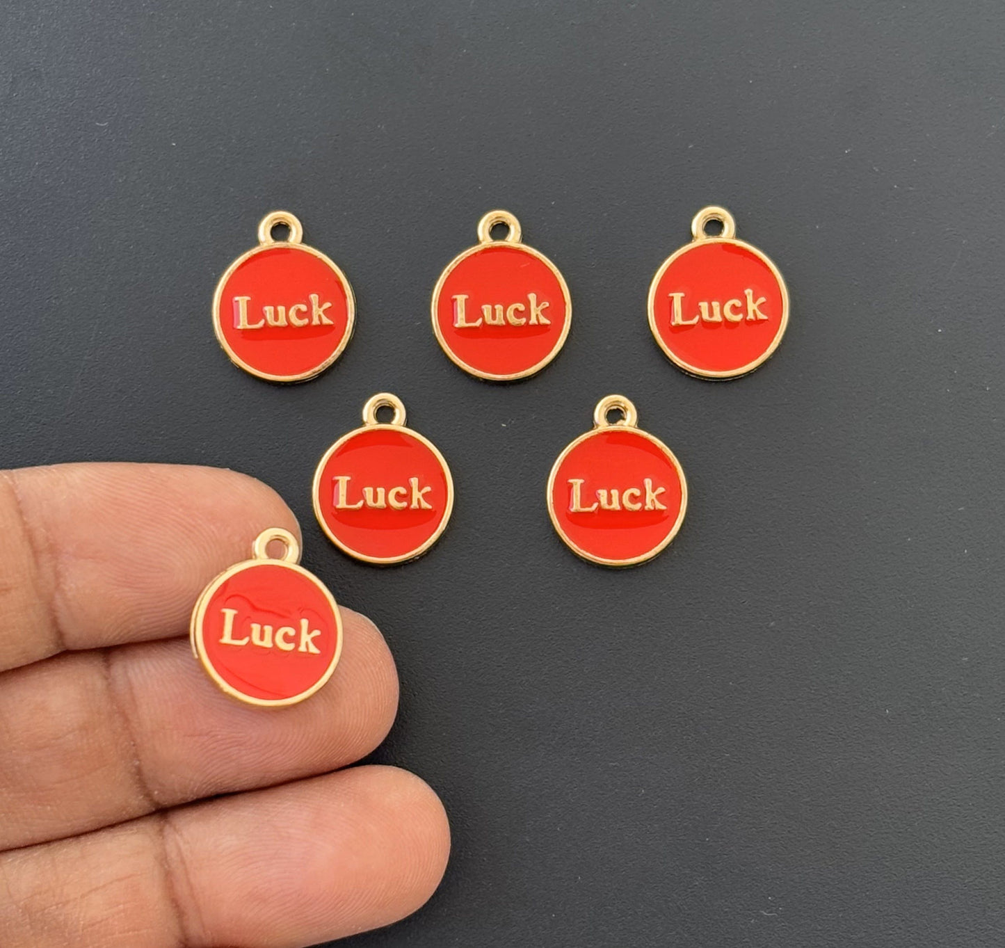 Four Pieces Enamelled Charms - Red Luck Charms