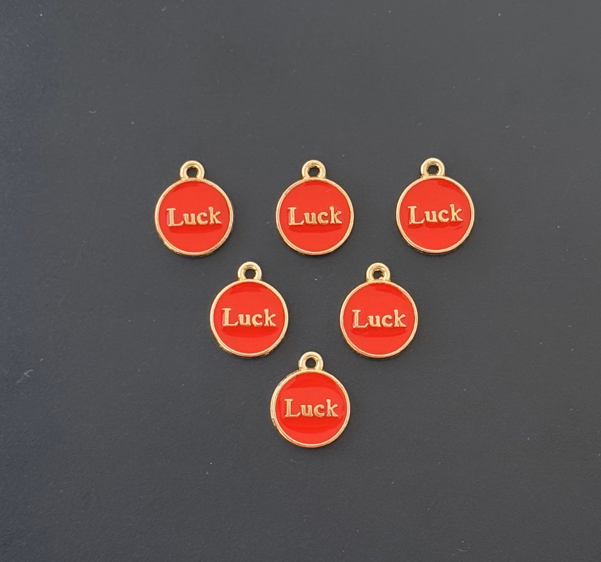 Four Pieces Enamelled Charms - Red Luck Charms