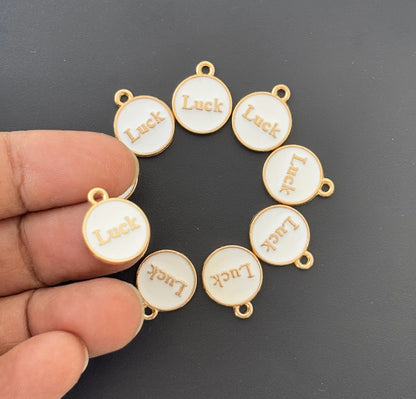 Four Pieces Enamelled Charms - White Luck Charms