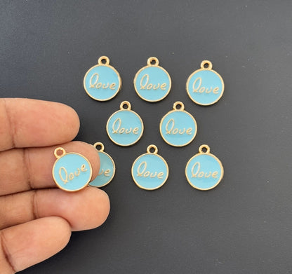 Four Pieces Enamelled Charms - Sky Blue Love Charms