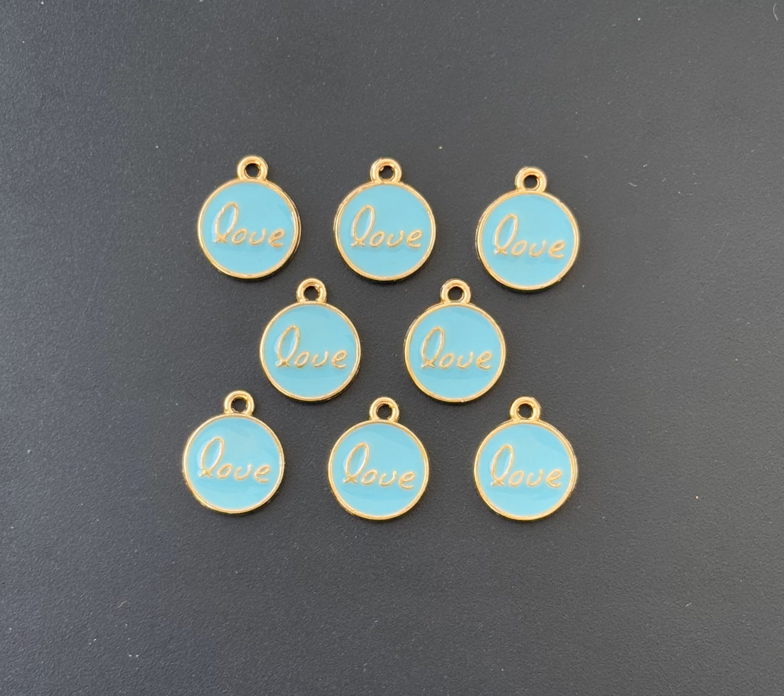 Four Pieces Enamelled Charms - Sky Blue Love Charms