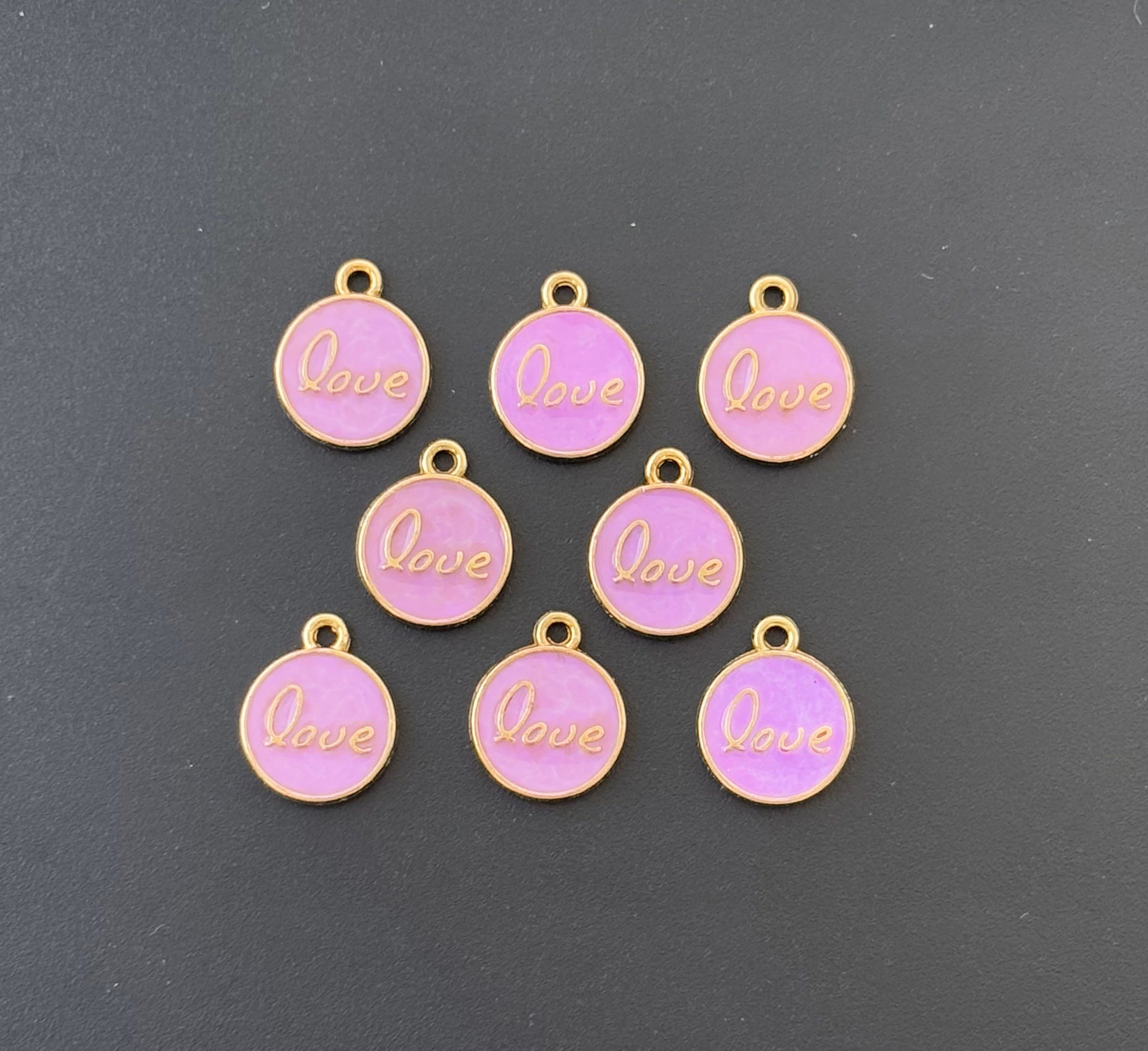 Four Pieces Enamelled Charms - Lavendar Love Charms