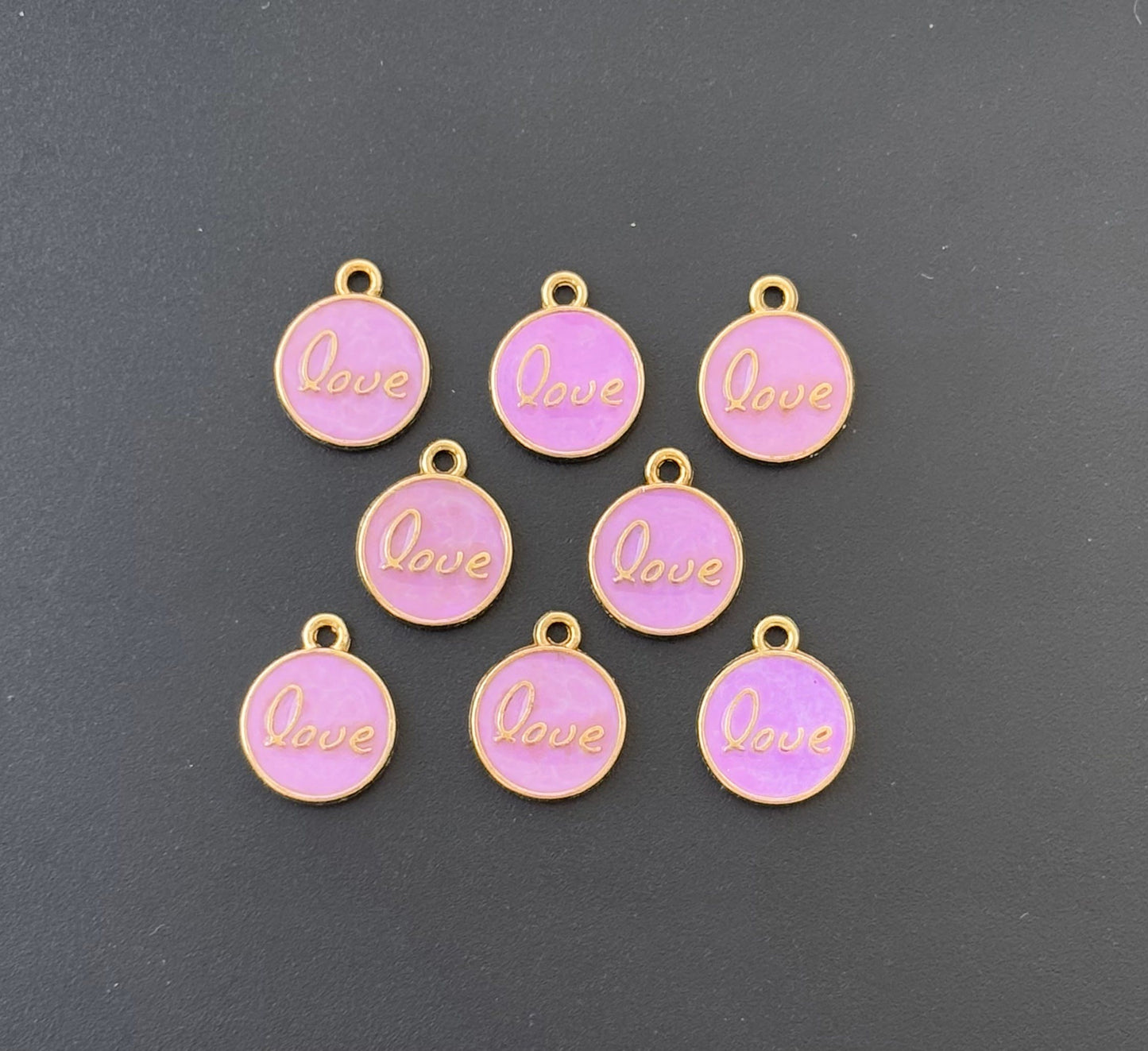 Four Pieces Enamelled Charms - Lavendar Love Charms