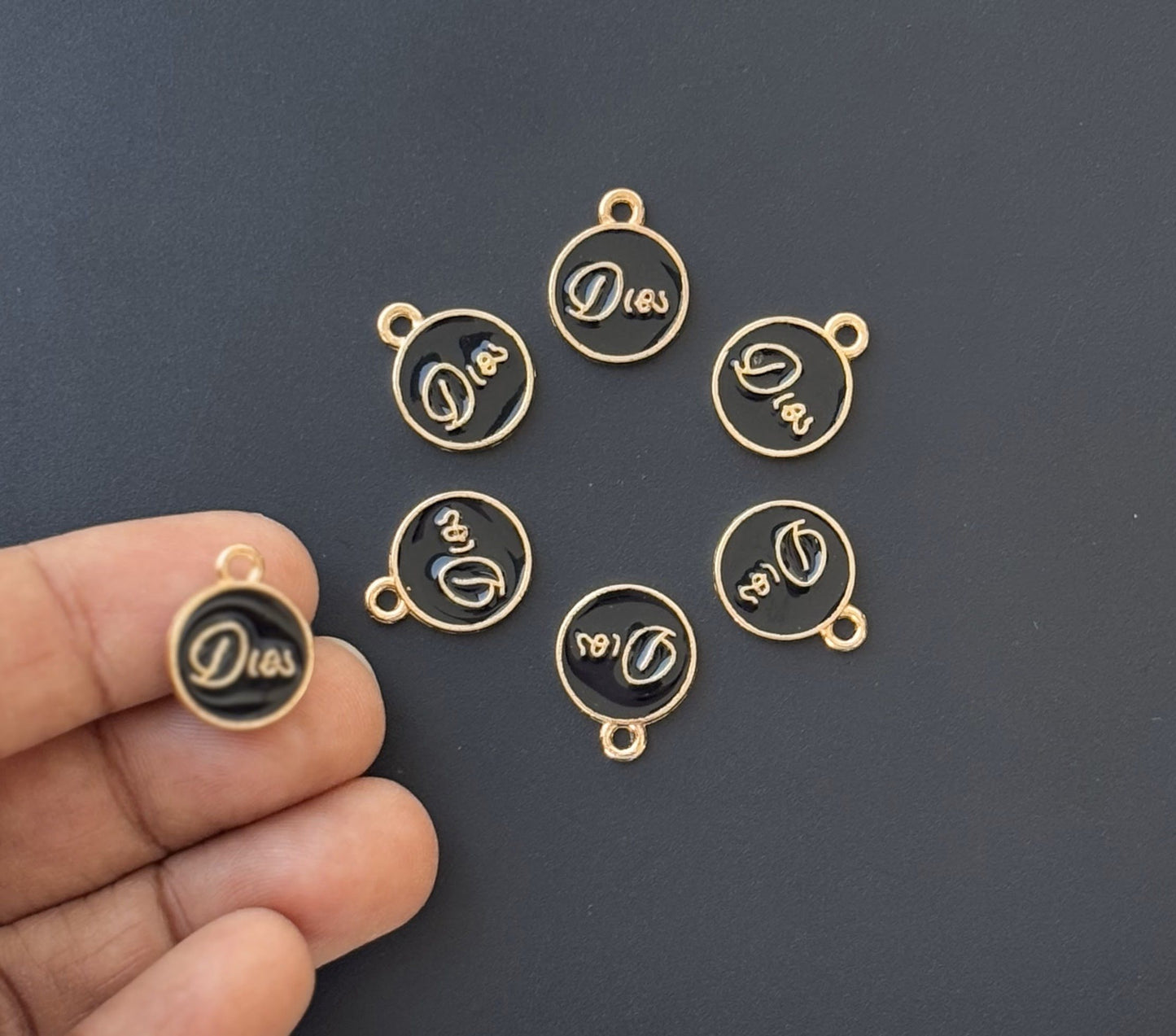 Four Pieces Enamelled Charms - Black Dior-Inspired Charms