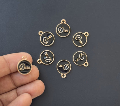 Four Pieces Enamelled Charms - Black Dior-Inspired Charms