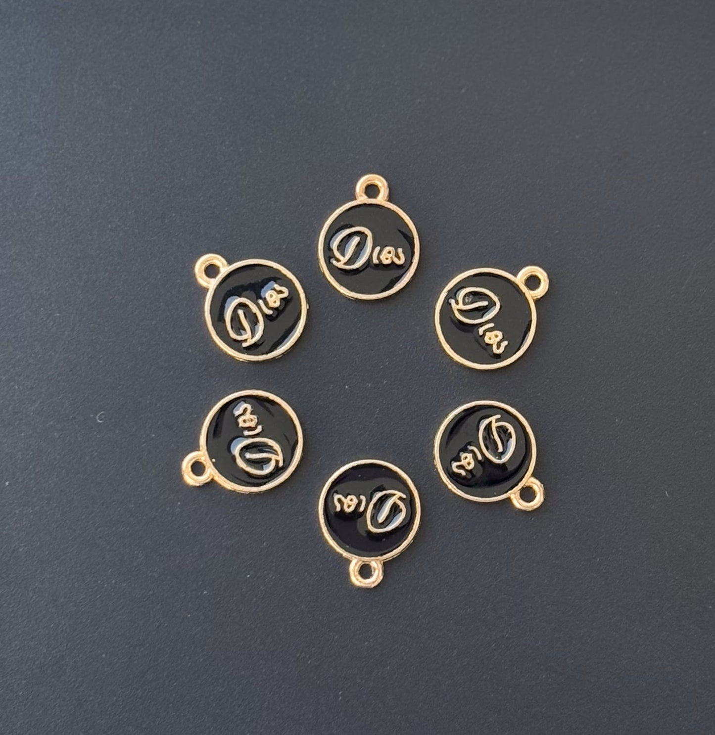 Four Pieces Enamelled Charms - Black Dior-Inspired Charms