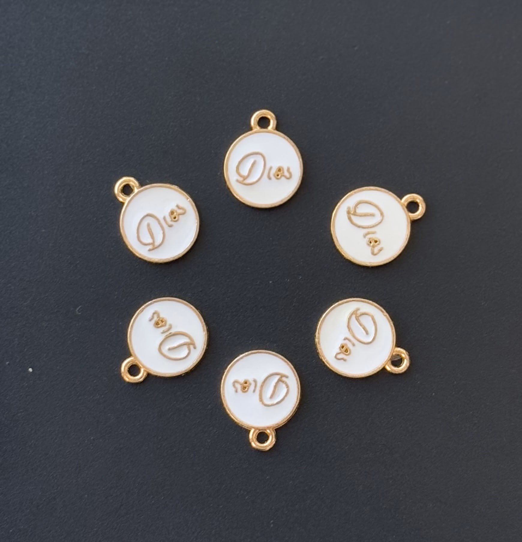 Four Pieces Enamelled Charms - White Dior-Inspired Charms
