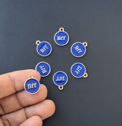 Four Pieces Enamelled Charms - Blue BFF Best Friend Forever Charms