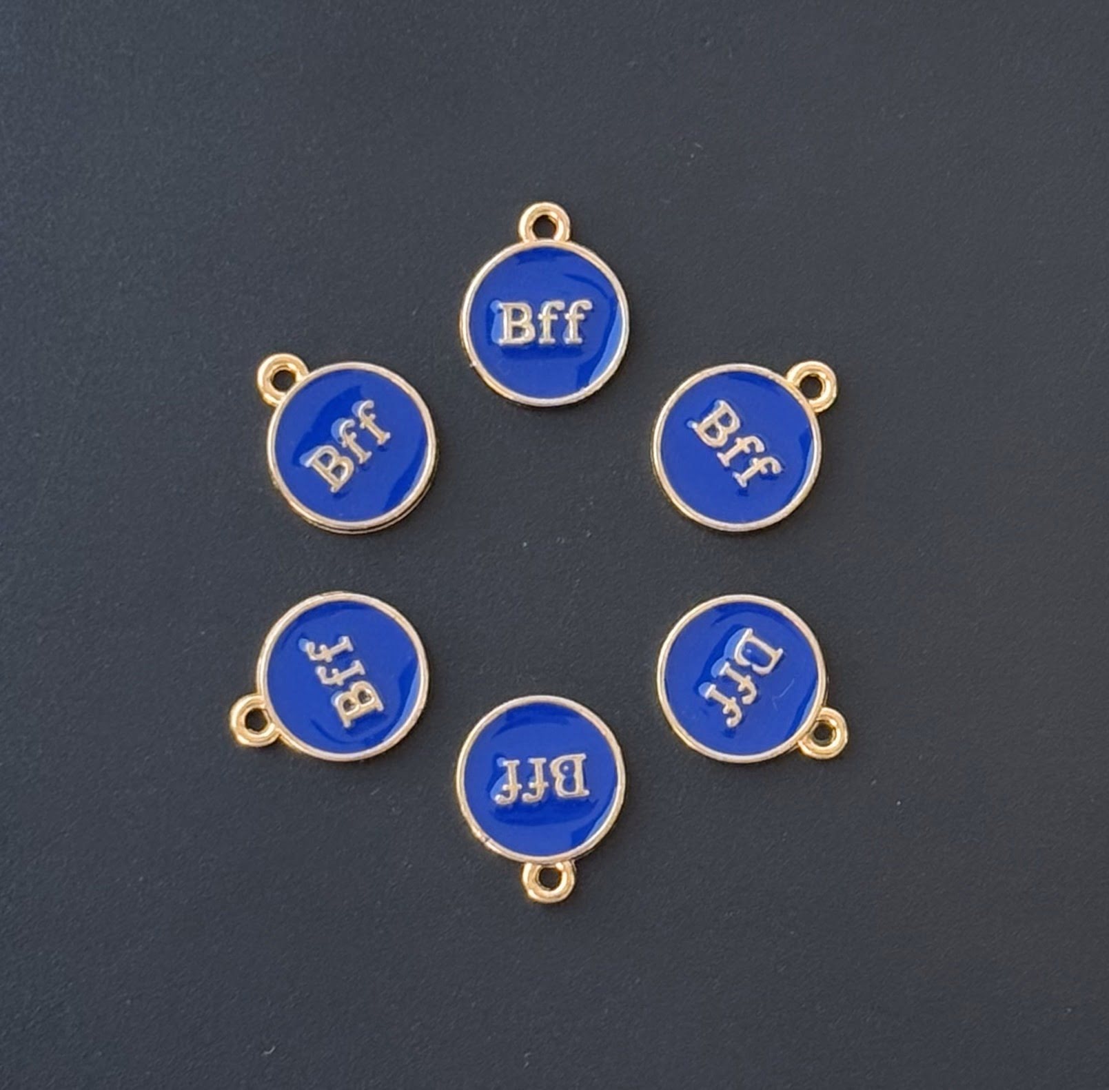 Four Pieces Enamelled Charms - Blue BFF Best Friend Forever Charms